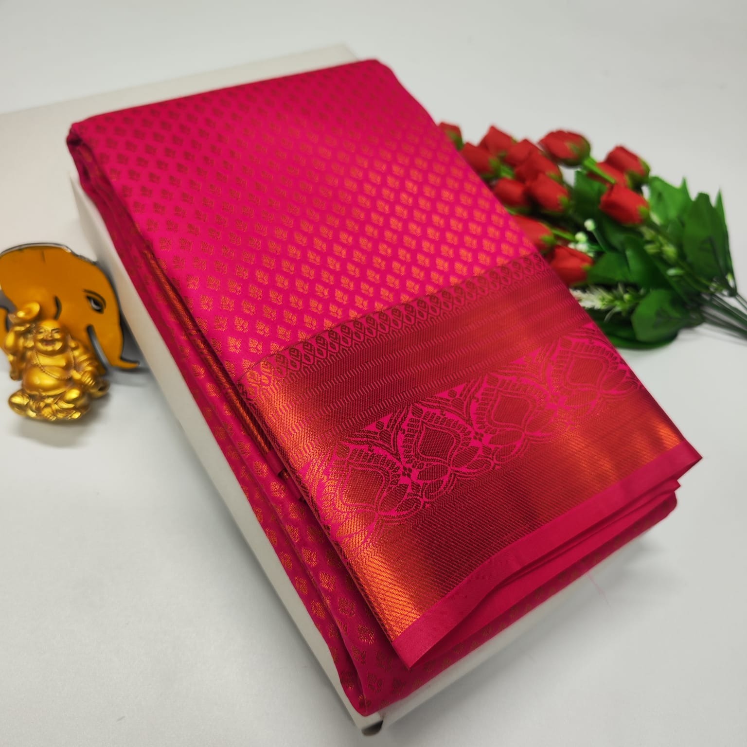 Product Image - Exclusive Bridal Saree Collection - Georgette Fabric, Kanchipuram Pattern, Festive Wear