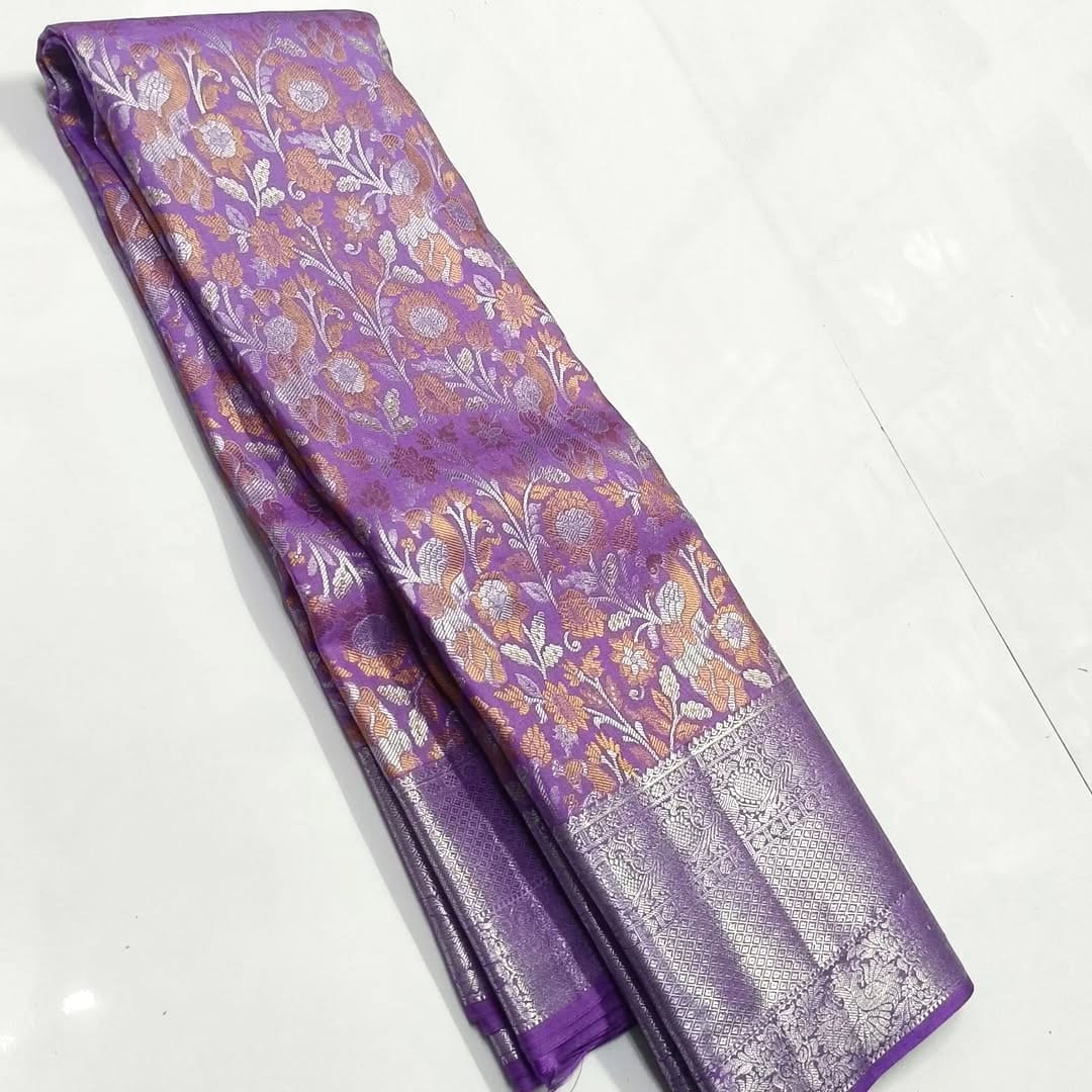 Product Image - Exquisite Kanchipattu Designer Saree with Resham Meena Border - Festive Wear