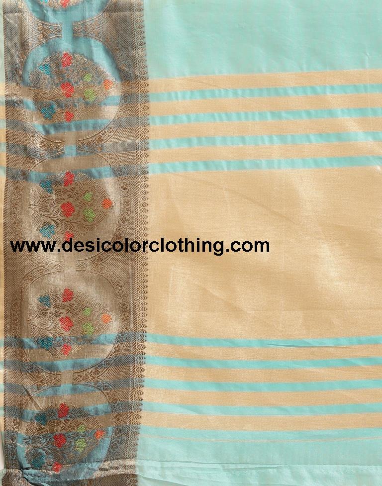 Aqua Blue Organza Saree