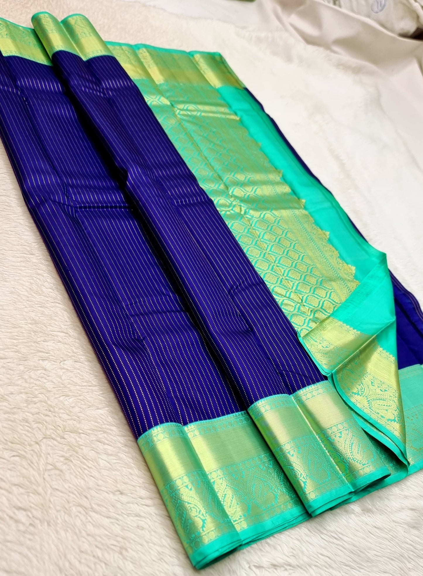 Product Image - Exquisite Kanchipuram Silk Saree with 2 Gram Gold Zari - Handwoven Premium Quality