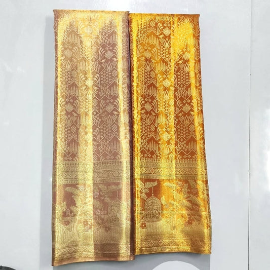 Product Image - Pure Kanchipattu Tissue Wedding Saree with Meenakari Edge to Edge - Flash Designs