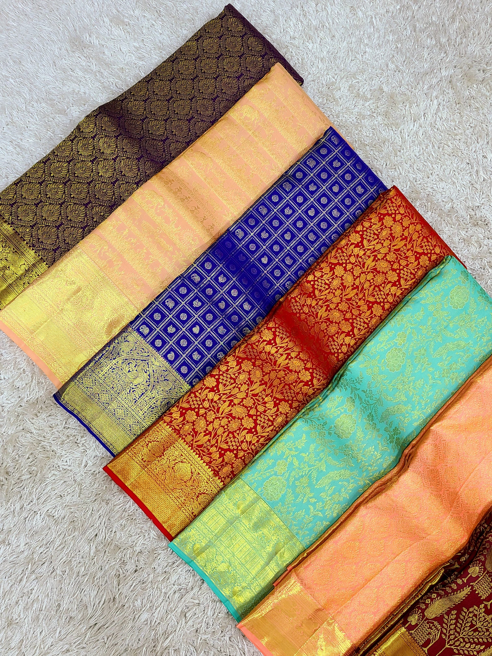 Product Image - Handwoven Bridal Kanchipuram Silk Saree with Pure Gold Zari