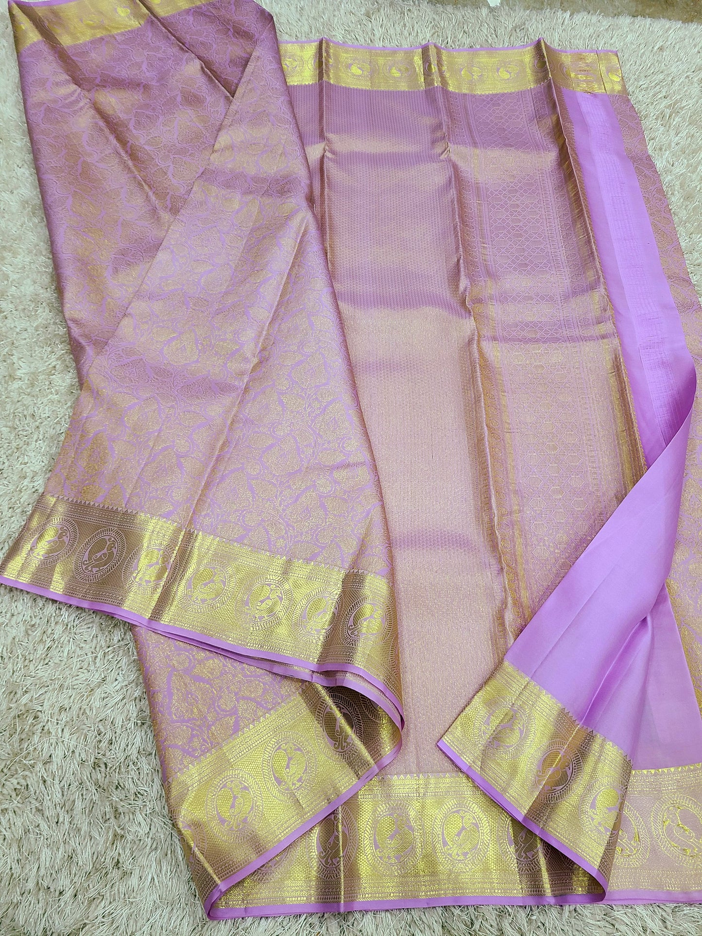 Product Image - Handwoven Bridal Kanchipuram Silk Saree with Pure Gold Zari