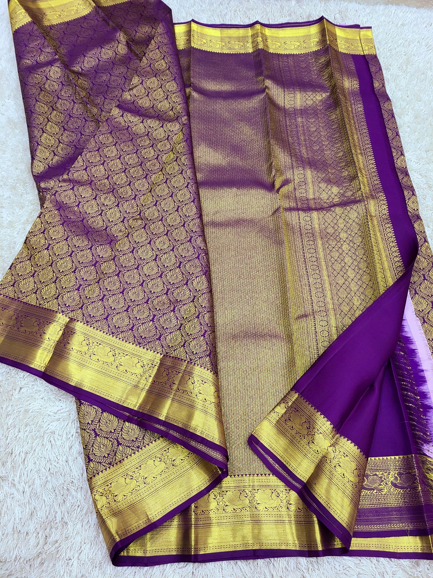 Product Image - Handwoven Bridal Kanchipuram Silk Saree with Pure Gold Zari