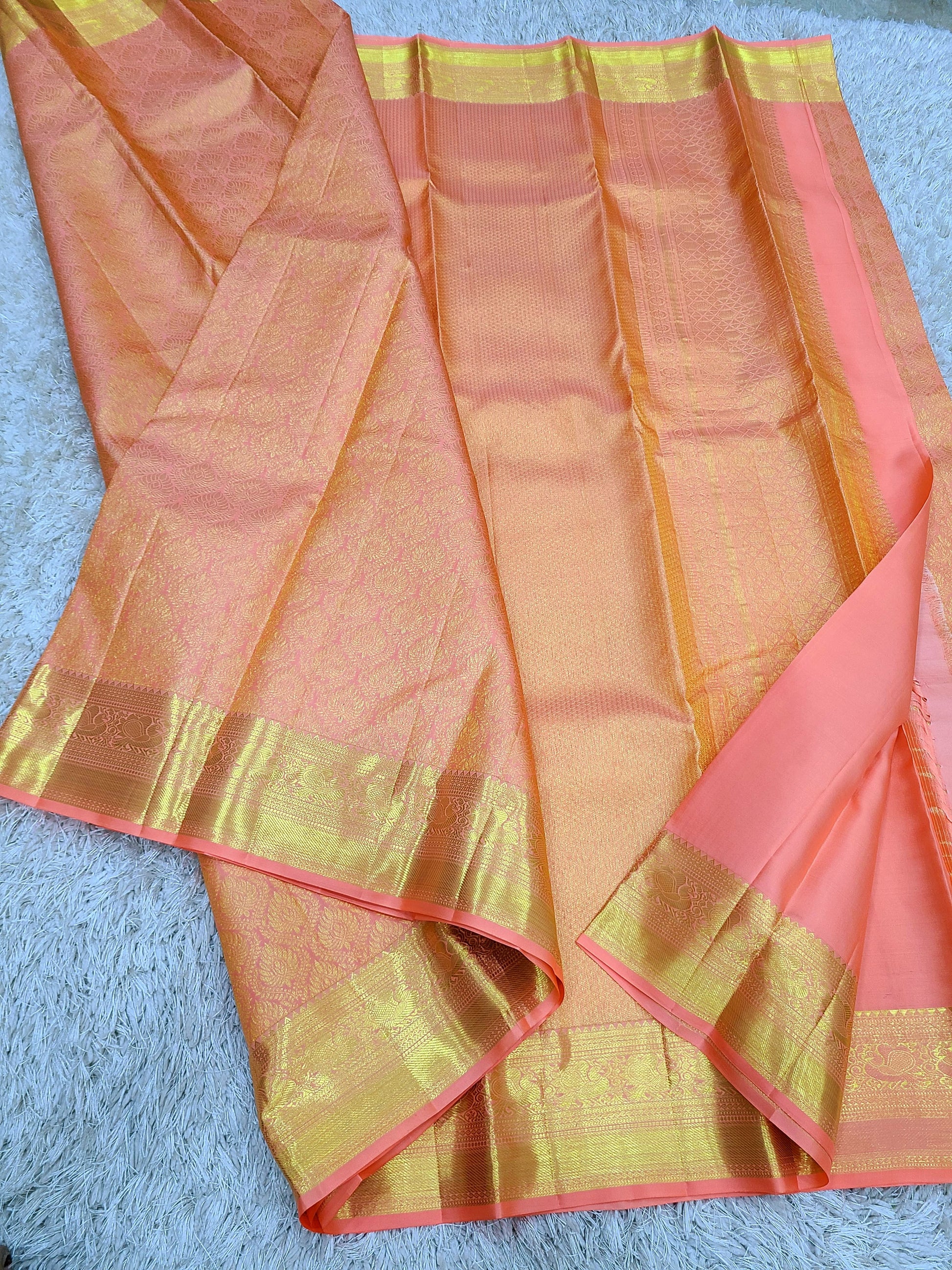 Product Image - Handwoven Bridal Kanchipuram Silk Saree with Pure Gold Zari