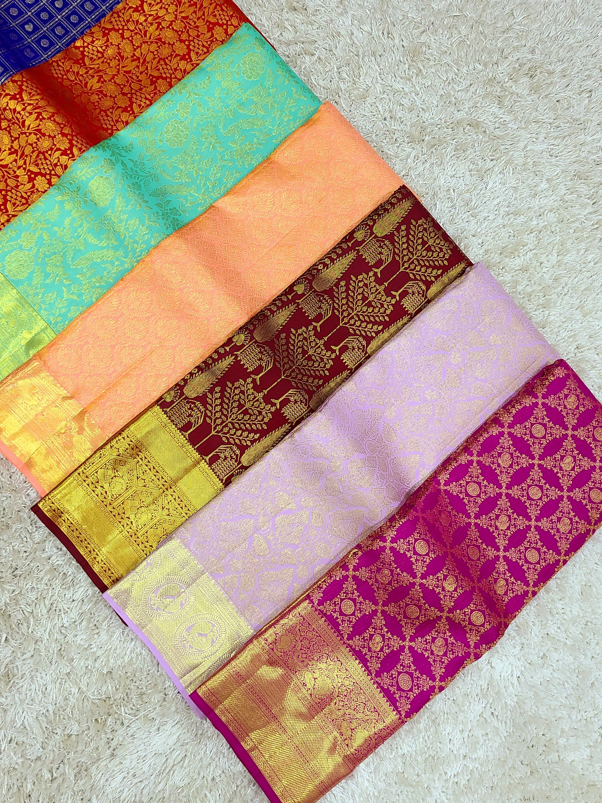 Product Image - Handwoven Bridal Kanchipuram Silk Saree with Pure Gold Zari