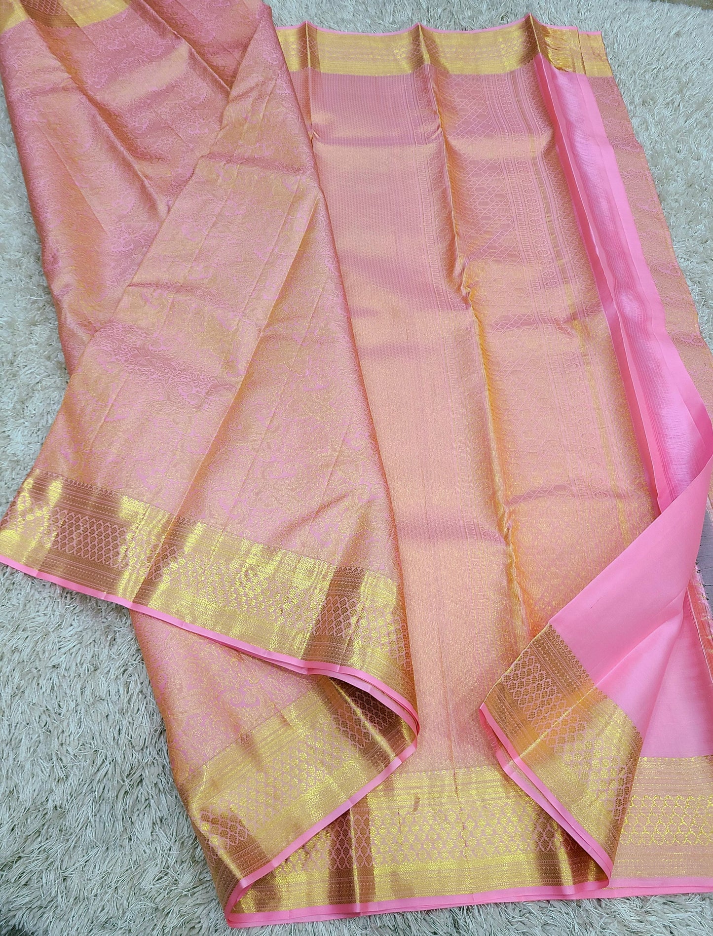 Product Image - Handwoven Bridal Kanchipuram Silk Saree with Pure Gold Zari