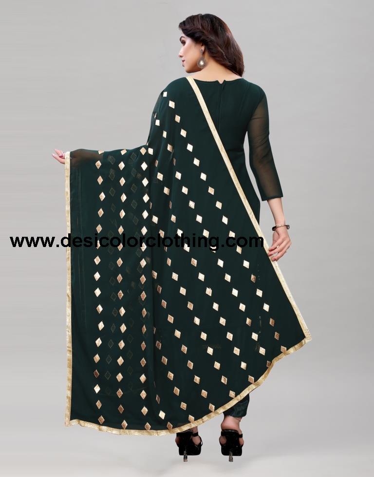 Amazing Dark Green Georgette Sequence Work Unstitched Salwar Suit