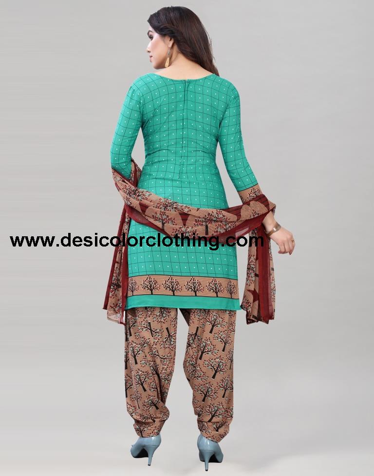 Angellic Turquoise Green Printed Unstitched Salwar Suit